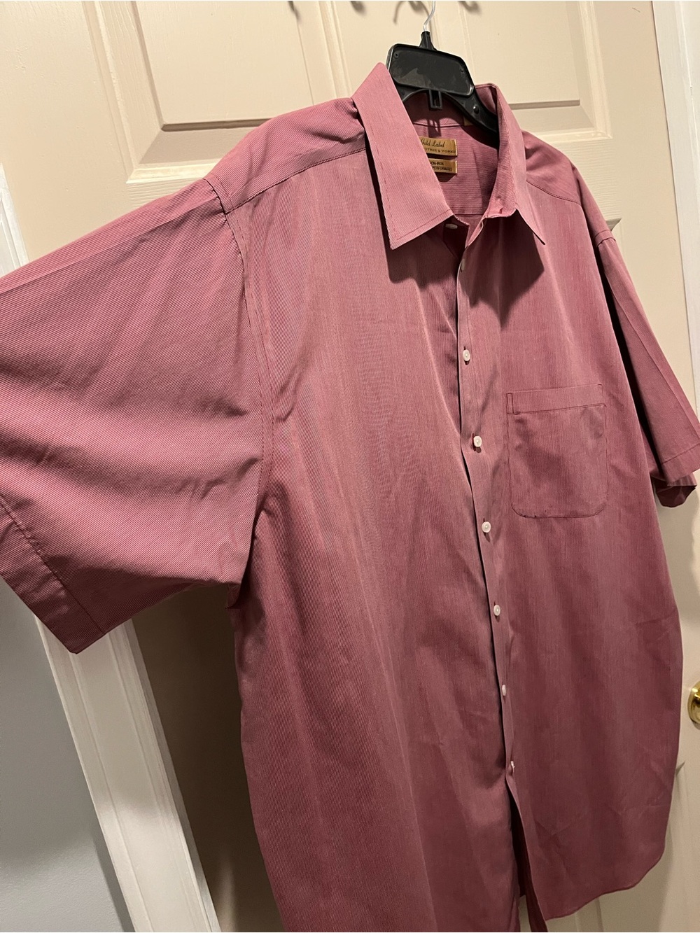 Roundtree & Yorke Short Sleeve Button-Down Shirt - Dusty Rose